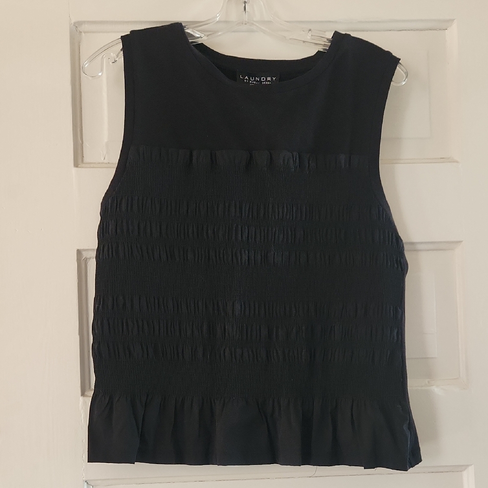 Laundry by Shelli Segal Black Textured Tank Top